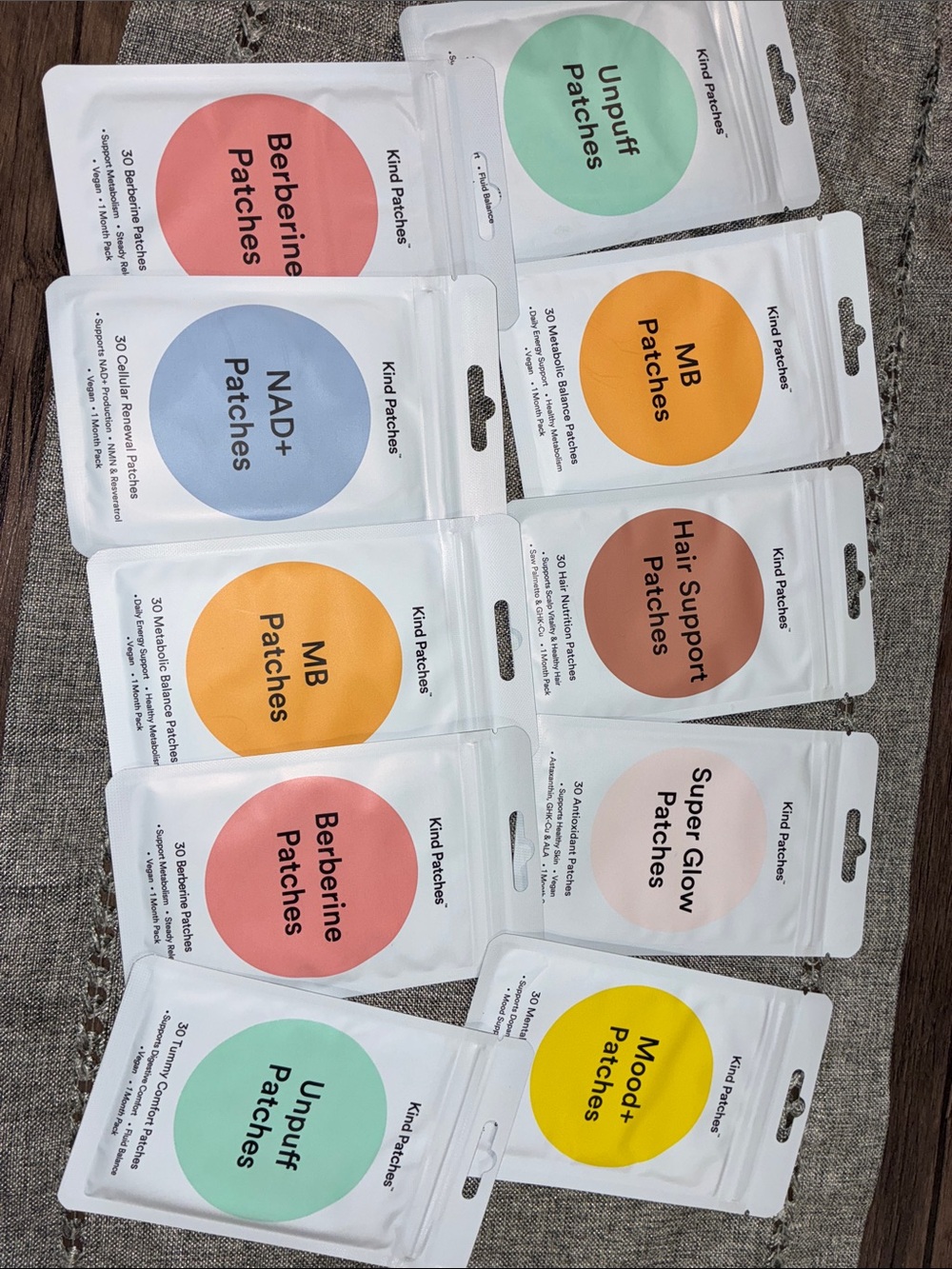 9 Assorted Skincare Patches - Mint, Coral, Blue, Yellow, Orange, Brown, Pink